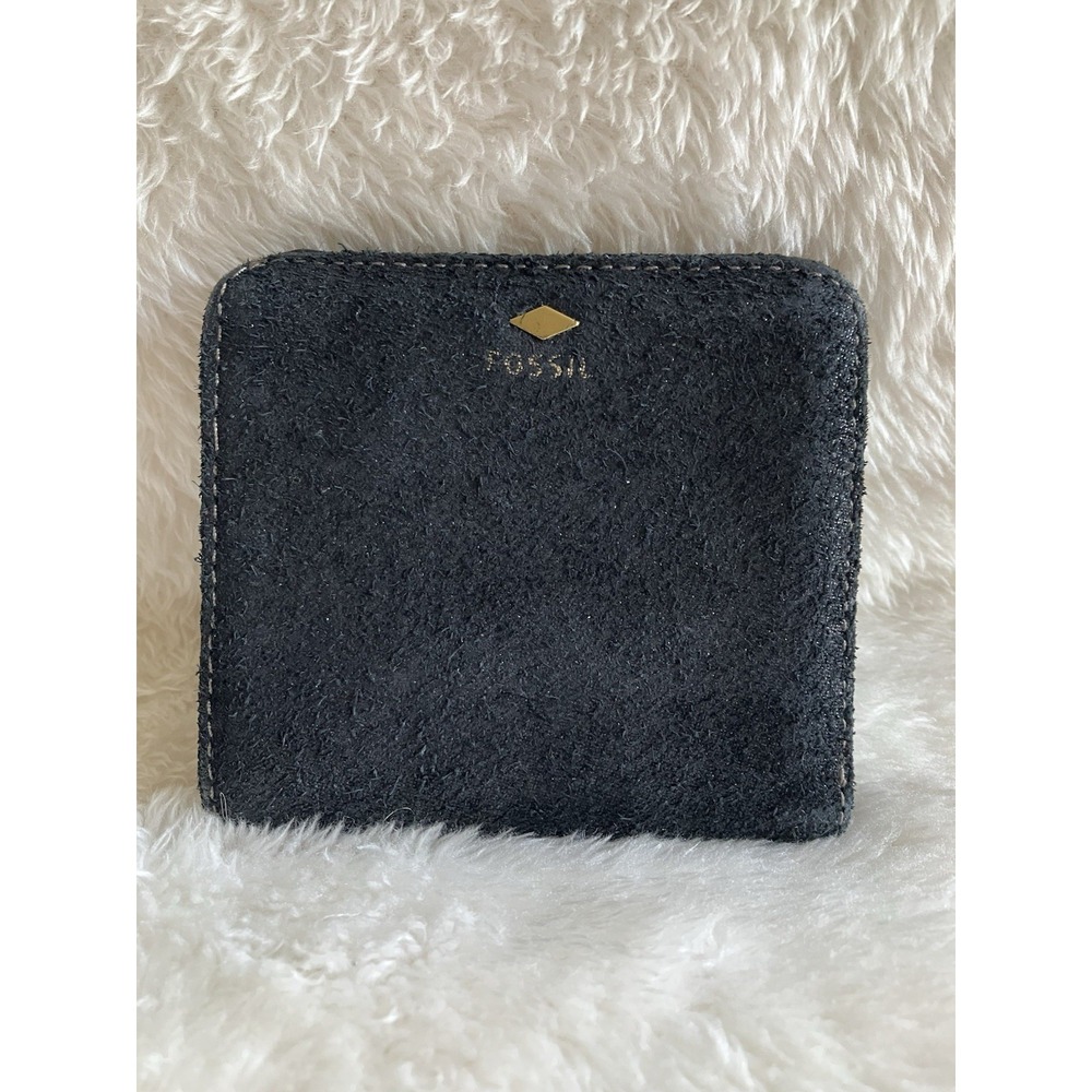 Fossil Bifold Suede Wallet In Black